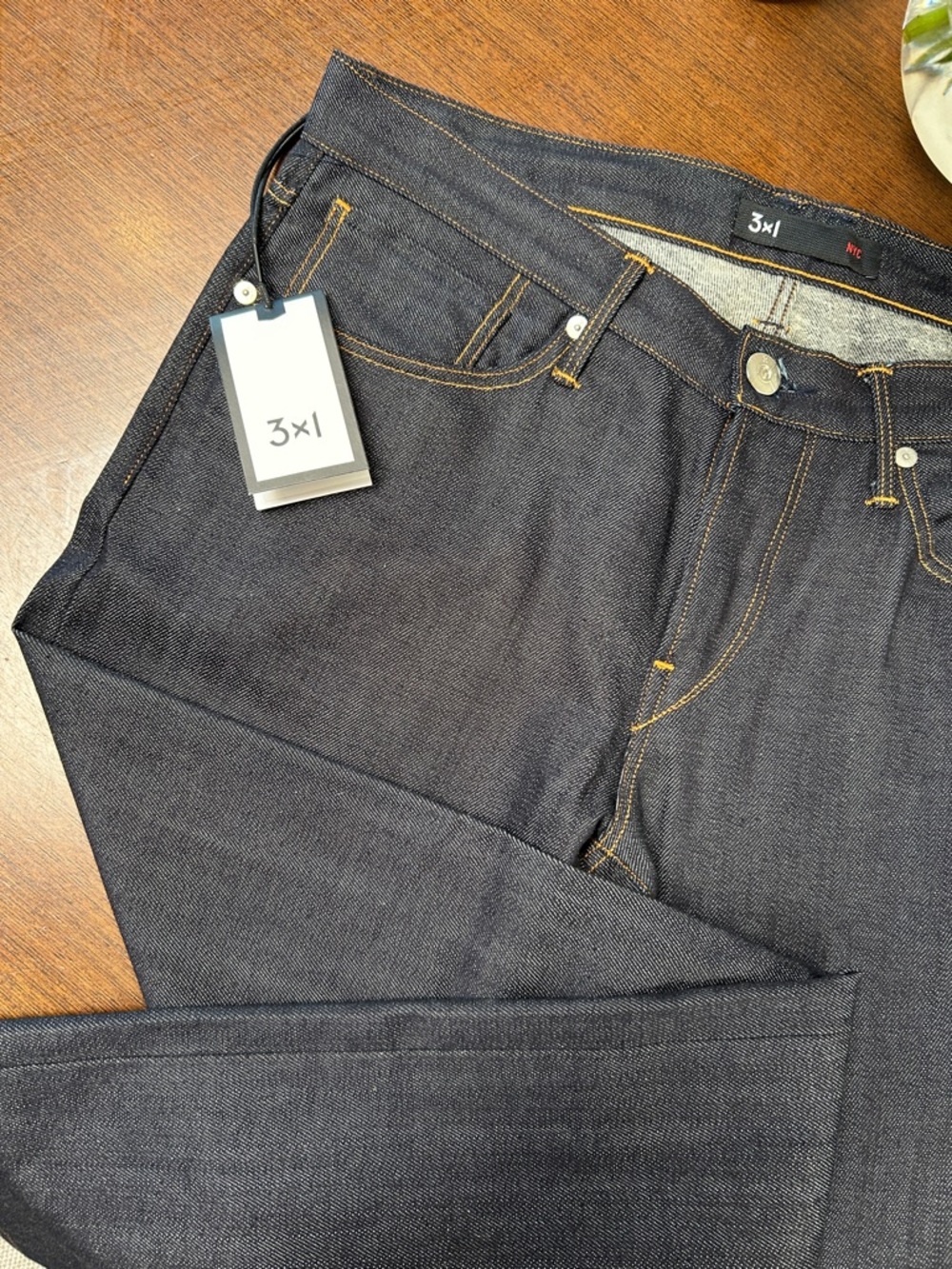 3x1 Men's Dark Indigo Slim Straight Jeans